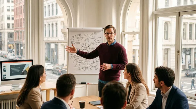 presentation, workshop, strategy, leadership, business, meeting, flipchart, planning, professional, office, brainstorming, teamwork, communication, diagram, explanation, startup, corporate, training, collaboration, career, ai generated. Comparing startup funding suppliers like for like, from regulatory status to fees